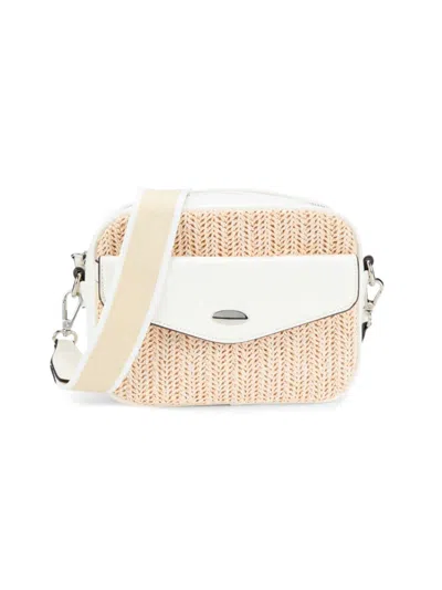 Collection 18 Women's Straw Crossbody Camera Bag In White