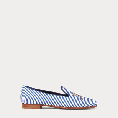 Collection Alonzo Embroidered Striped Slipper In Blue