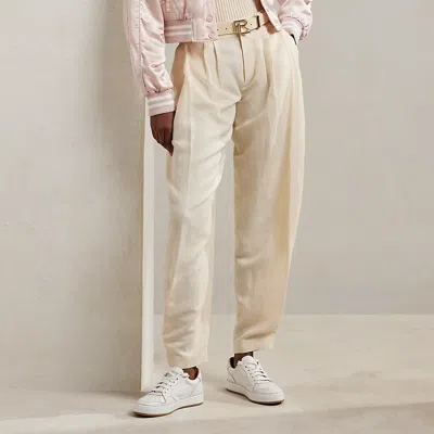 Collection Avrill Pleated Mini-basket-weave Trouser In White