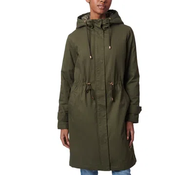 Collection B Juniors Long Hooded Parka Coat In Dark Olive