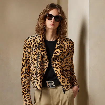 Collection Bevelyn Leopard-print Haircalf Jacket In Brown