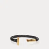 Collection Braided Antiqued Brass Polo Mallet Cuff In Black