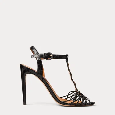 Collection Bryleigh Embossed Calfskin Sandal In Black