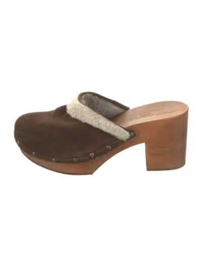 Pre-owned Collection By Giada Forte Suede Mules In Brown