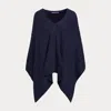 Collection Cable Cashmere Poncho Scarf In Blue