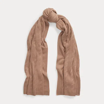 Collection Cable-knit Cashmere Scarf In Brown