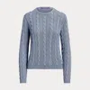 Collection Cable-knit Silk Crewneck Jumper In Green