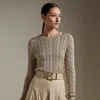 Collection Cable-knit Silk Crewneck Jumper In Gray