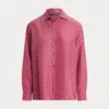 Collection Cagney Print Silk Habotai Shirt In Red