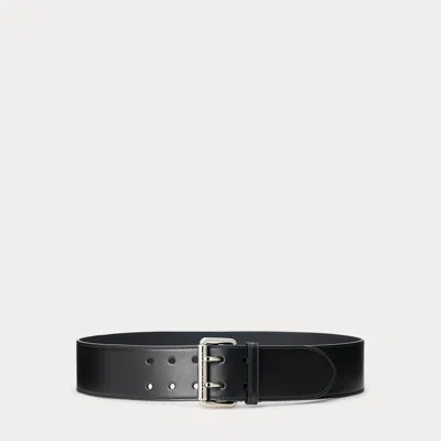 Collection Calfskin Double-prong Belt In Black
