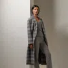 Collection Connery Plaid Double-faced Wool Coat In Gray