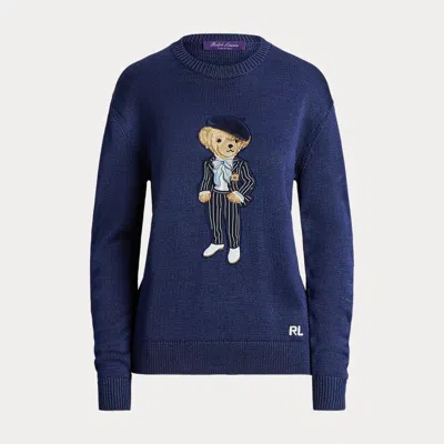 Collection Cricket Polo Bear Silk Jumper In Blue