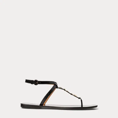 Collection Dorinda Embossed Calfskin Sandal In Black