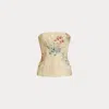 Collection Evia Floral Denim Bustier In Red
