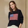 Collection Flag Cashmere Crewneck Jumper In Blue