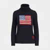 Collection Flag Cashmere Roll Neck Jumper In Blue