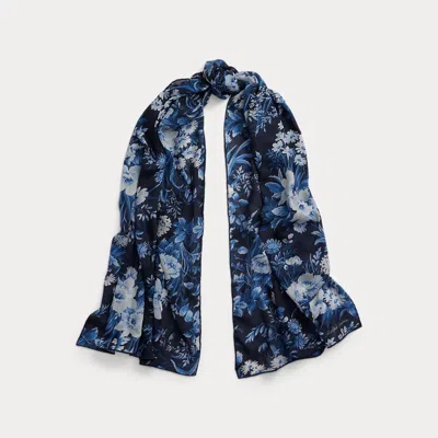 Collection Floral Pashmina Scarf In Blue