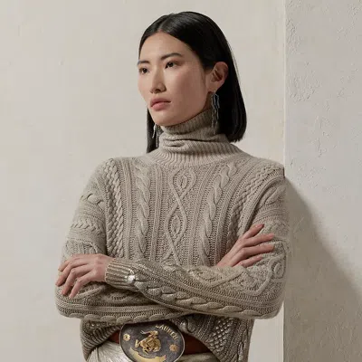 Collection Hand-painted Cable-knit Roll Neck In Grey