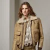 Collection Ilyssa Merino Shearling Moto Jacket In Brown