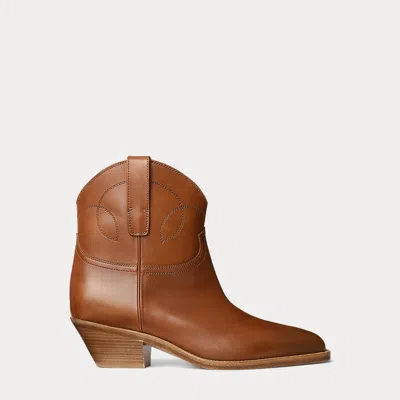 Collection Jayme Burnished Calfskin Bootie In Brown