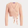 Collection Linen-blend Long-sleeve Wrap Jumper In Pink