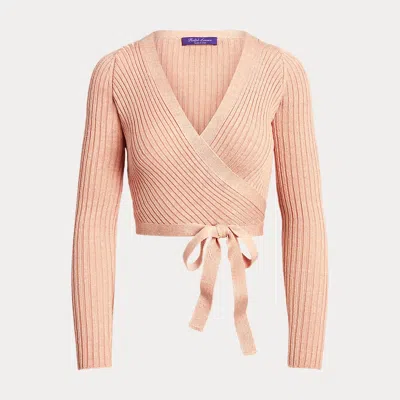 Collection Linen-blend Long-sleeve Wrap Jumper In Pink