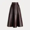 Collection Millie Buckle-trim Lambskin Skirt In Brown