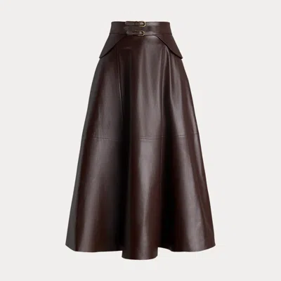 Collection Millie Buckle-trim Lambskin Skirt In Brown
