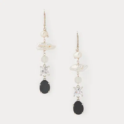 Collection Pearl & Beach Stone Drop Earrings In White