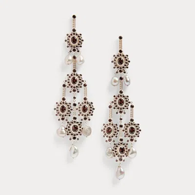 Collection Pearl And Crystal Chandelier Earrings In Metallic