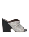 Collection Privèe Collection Privēe? Woman Sandals Silver Size 7 Leather In Silver