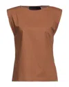 Collection Privèe Collection Privēe? Woman Top Brown Size 4 Cotton In Brown