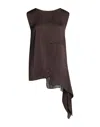 Collection Privèe Collection Privēe? Woman Top Dark Brown Size 8 Polyester
