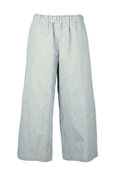 Collection Privèe Cotton Blend Trousers With Vertical Stripes In Multi