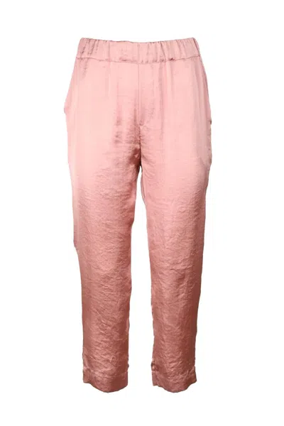 Collection Privèe Cropped Copper Trousers With Relaxed Fit In Pink