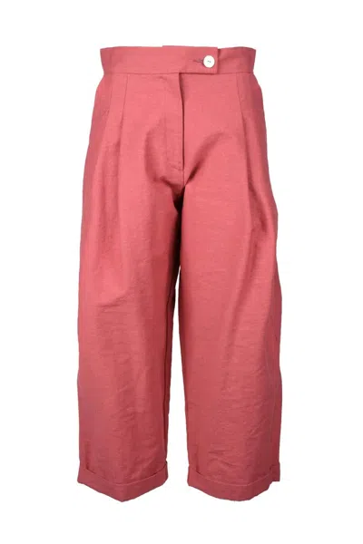 Collection Privèe Cropped High Waist Trousers In Pink