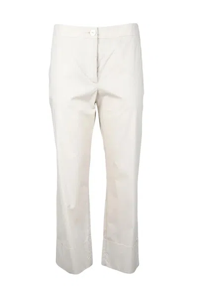 Collection Privèe Cropped White Trousers With Straight Leg In Neutral