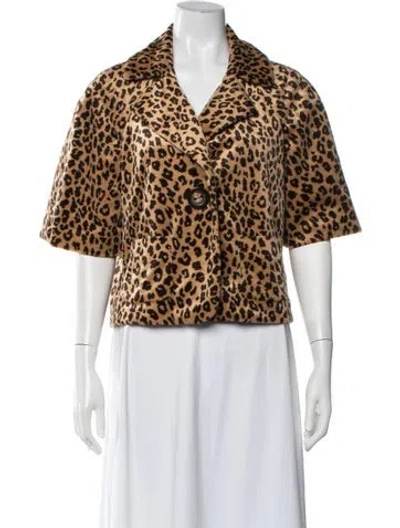 Pre-owned Collection Privèe Faux Fur Animal Print Jacket In Brown