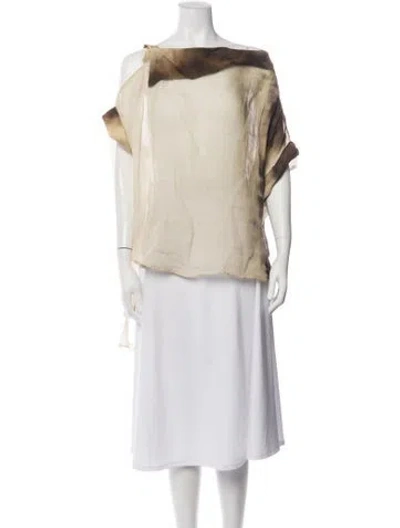 Pre-owned Collection Privèe Off-the-shoulder Short Sleeve Top In Neutrals