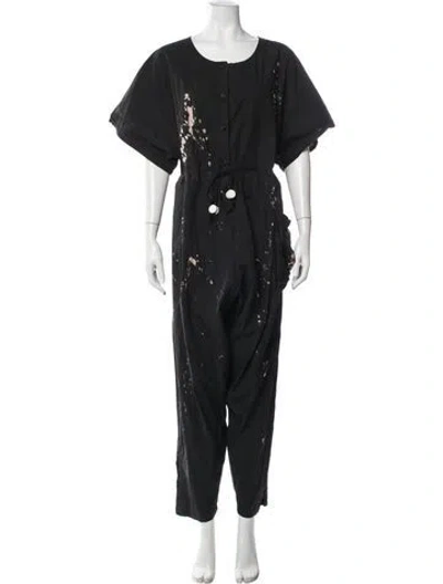 Pre-owned Collection Privèe Printed Crew Neck Jumpsuit In Multicolor