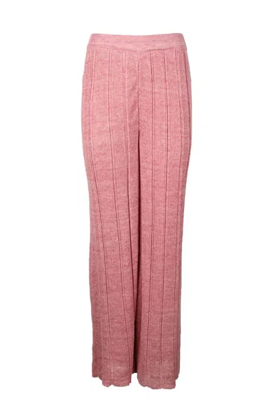 Collection Privèe Wide-leg Linen Cotton Trousers In Pink