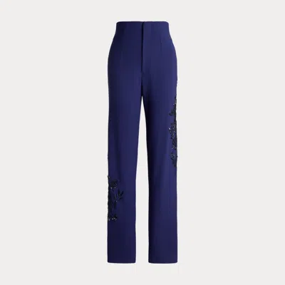 Collection Ramona Embellished Stretch Wool Trouser In Blue