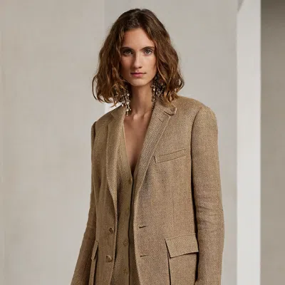 Collection Rileigh Linen Tweed Jacket In Brown