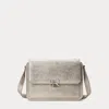 Collection Rl 888 Metallic Calf-suede Crossbody In Silver