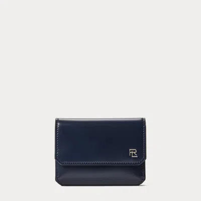 Collection Rl Box Calfskin Small Vertical Wallet In Blue