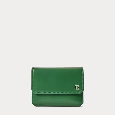 Collection Rl Box Calfskin Small Vertical Wallet In Green