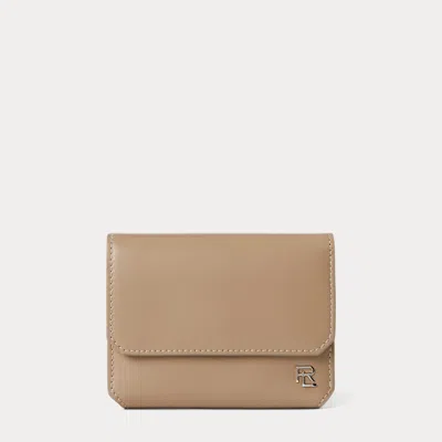 Collection Rl Box Calfskin Small Vertical Wallet In Brown