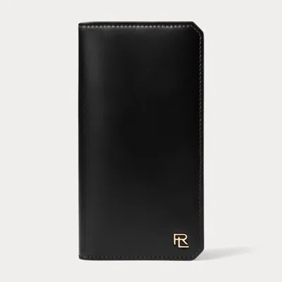 Collection Rl Box Calfskin Vertical Wallet In Black
