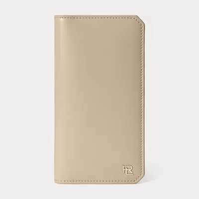 Collection Rl Box Calfskin Vertical Wallet In Neutral