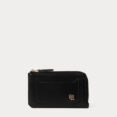 Collection Rl Box Calfskin Zip Card Case In Black
